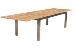 Online Garten-Essgruppe, natur/anthrazit, Edelstahl/Textilene/Teakholz, Ausziehtisch 220/340x100cm, 8 Diningsessel, FSC®-zertifiziertes Produkt Garten-Essgruppen