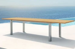 Online Garten-Essgruppe, natur/anthrazit, Edelstahl/Textilene/Teakholz, Ausziehtisch 220/340x100cm, 8 Diningsessel, FSC®-zertifiziertes Produkt Garten-Essgruppen