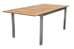 Discount Garten-Essgruppe, natur/anthrazit, Edelstahl/Textilene/Teak, Ausziehtisch 150/200x90cm, 8 Diningsessel Garten-Essgruppen|Edelstahl-Gartenmöbel