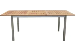 Discount Garten-Essgruppe, natur/anthrazit, Edelstahl/Textilene/Teak, Ausziehtisch 150/200x90cm, 8 Diningsessel Garten-Essgruppen|Edelstahl-Gartenmöbel