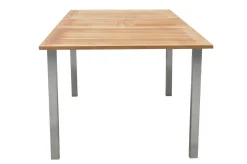 Discount Garten-Essgruppe, natur/anthrazit, Edelstahl/Textilene/Teak, Ausziehtisch 150/200x90cm, 8 Diningsessel Garten-Essgruppen|Edelstahl-Gartenmöbel