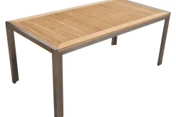 Clearance Garten-Essgruppe, natur/anthrazit, Edelstahl/Textilene/Teak, Tisch 180x90cm, 8 Diningsessel Garten-Essgruppen|Edelstahl-Gartenmöbel