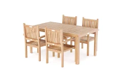 Hot Garten-Essgruppe, natur, Akazie, Tisch 160 x 90 cm, 4 Gartenstühle, FSC®-zertifiziertes Produkt Garten-Essgruppen