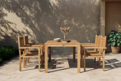 Hot Garten-Essgruppe, natur, Akazie, Tisch 160 x 90 cm, 4 Gartenstühle, FSC®-zertifiziertes Produkt Garten-Essgruppen