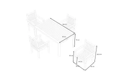 Hot Garten-Essgruppe, natur, Akazie, Tisch 160 x 90 cm, 4 Gartenstühle, FSC®-zertifiziertes Produkt Garten-Essgruppen