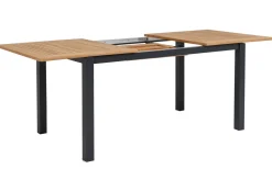 New Garten-Essgruppe, ® anthrazit matt, Alu / Teak / Textil, Tisch 150/210 x 90 cm, 4 Stapelsessel, 2 Klappstühle Garten-Essgruppen|Aluminium-Gartenmöbel