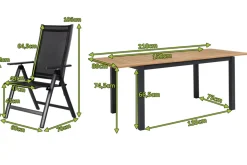 Sale Garten-Essgruppe, ® anthrazit matt, Alu / Teak / Textil, Ausziehtisch 150/210 x 90 cm, 4 Klappstühle Garten-Essgruppen