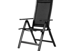 Sale Garten-Essgruppe, ® anthrazit matt, Alu / Teak / Textil, Ausziehtisch 150/210 x 90 cm, 4 Klappstühle Garten-Essgruppen