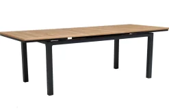 Best Garten-Essgruppe, ® anthrazit matt, Alu / Teak / Textil, Tisch 180/240 x 100cm, 6 Stapelsessel, 2 Klappstühle Garten-Essgruppen|Aluminium-Gartenmöbel