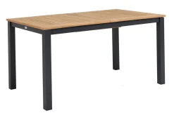 Garten-Essgruppe, ® anthrazit matt, Alu / Teak / Textil, Ausziehtisch 150/210x90cm, 4 Stapelsessel Garten-Essgruppen