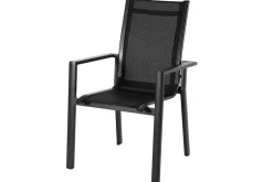 Clearance Garten-Essgruppe, ® anthrazit matt, Alu / Teak / Textil, Ausziehtisch 150/210 x 90 cm, 6 Stapelsessel, 2 Klappstühle Garten-Essgruppen|Aluminium-Gartenmöbel