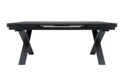 Online Garten-Essgruppe, ® anthrazit matt, Alu / Spraystone / Teak, Tisch 180/280x100cm, 10 Stapelsessel Garten-Essgruppen