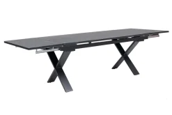 Online Garten-Essgruppe, ® anthrazit matt, Alu / Spraystone / Teak, Tisch 180/280x100cm, 8 Stapelsessel Garten-Essgruppen|Aluminium-Gartenmöbel