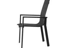 Online Garten-Essgruppe, ® anthrazit matt, Alu / Teak / Textil, Esstisch Ø 150 cm, 5 Stapelsessel Garten-Essgruppen
