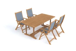 Best Garten-Essgruppe, 4 Personen, ausziehbar, 180-240cm, Akazie/Textilene, FSC®-zertifiziert Garten-Essgruppen|Akazien-Gartenmöbel