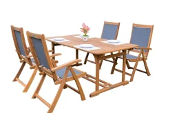 Best Garten-Essgruppe, 4 Personen, ausziehbar, 180-240cm, Akazie/Textilene, FSC®-zertifiziert Garten-Essgruppen|Akazien-Gartenmöbel