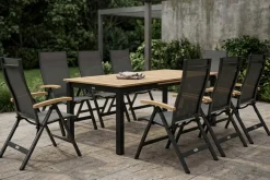 Discount Garten-Essgruppe, 8 Personen, ausziehbarer Tisch 180–240 cm, Aluminium/Teakholz FSC®-zertifiziert Garten-Essgruppen|Aluminium-Gartenmöbel