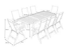 Discount Garten-Essgruppe, 8 Personen, ausziehbarer Tisch 180–240 cm, Aluminium/Teakholz FSC®-zertifiziert Garten-Essgruppen|Aluminium-Gartenmöbel