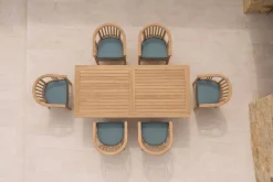 Hot Garten-Essgruppe, 6 Personen, ausziehbarer Tisch 160–210 cm, Teakholz, inkl. Polster Garten-Essgruppen