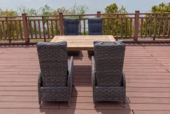 Online Garten-Essgruppe, Polyrattan/recyceltes Teak, Tisch 160 x 90 cm, 4 Hochlehner- Diningsessel, inkl. Polster, FSC®-zertifiziertes Produkt Polyrattan-Gartenmöbel|Garten-Essgruppen