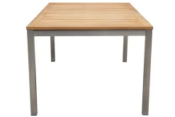 Clearance Garten-Essgruppe, schwarz, 180/240 x 100 cm, Edelstahl/Teak, Ausziehtisch, 4 Stühle padded, 2 Klappstühle, FSC®-zertifiziertes Produkt Edelstahl-Gartenmöbel