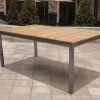 Garten-Essgruppe, schwarz, 200/300 x 100 cm, Edelstahl/Teak, Ausziehtisch, 8 Stapelstühle, 2 Klappstühle, FSC®-zertifiziertes Produkt Garten-Essgruppen|Edelstahl-Gartenmöbel
