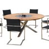 Hot Garten-Essgruppe, schwarz, Edelstahl/Teak, Ø 170 cm, 6 Freischwinger, inkl. drehbarer Granitplatte + Eiskühler, FSC®-zertifiziertes Produkt Garten-Essgruppen|Edelstahl-Gartenmöbel