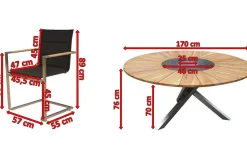 Hot Garten-Essgruppe, schwarz, Edelstahl/Teak, Ø 170 cm, 6 Freischwinger, inkl. drehbarer Granitplatte + Eiskühler, FSC®-zertifiziertes Produkt Garten-Essgruppen|Edelstahl-Gartenmöbel