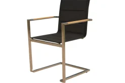 Hot Garten-Essgruppe, schwarz, Edelstahl/Teak, Ø 170 cm, 6 Freischwinger, inkl. drehbarer Granitplatte + Eiskühler, FSC®-zertifiziertes Produkt Garten-Essgruppen|Edelstahl-Gartenmöbel
