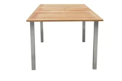 Best Garten-Essgruppe, schwarz, 150 x 90 cm, Edelstahl/Teak, Ausziehtisch, 6 Stühle, 2 Klappstühle Garten-Essgruppen