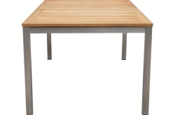 Garten-Essgruppe, schwarz, 200/300 x 100 cm, Edelstahl/Teak, Ausziehtisch, 8 Stühle padded, 2 Klappstühle, FSC®-zertifiziertes Produkt Garten-Essgruppen