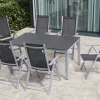 Sale Garten-Essgruppe, silber/anthrazit, Alu/Spraystone/Textilen, 160x95 cm, 6 Klappstühle Garten-Essgruppen