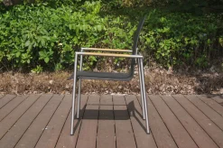 Clearance Garten-Essgruppe, silber/anthrazit, Edelstahl/Glaskeramik/Textilene, Tisch Ø150cm, 5 Personen Edelstahl-Gartenmöbel