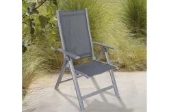 Sale Garten-Essgruppe, silber/anthrazit, Alu/Spraystone/Textilen, 160x95 cm, 4 Klappstühle Garten-Essgruppen|Aluminium-Gartenmöbel