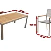 Clearance Garten-Essgruppe, silber, Edelstahl/Teak, Esstisch 180 x 90 cm, 6 Stapelstühle gepolstert Garten-Essgruppen|Edelstahl-Gartenmöbel