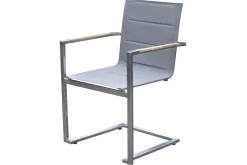 Hot Garten-Essgruppe, silber, 200/300 x 100 cm, Edelstahl/Teak, Ausziehtisch, 8 Stühle padded, 2 Klappstühle, FSC®-zertifiziertes Produkt Garten-Essgruppen