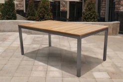 Hot Garten-Essgruppe, silber, 200/300 x 100 cm, Edelstahl/Teak, Ausziehtisch, 8 Stühle padded, 2 Klappstühle, FSC®-zertifiziertes Produkt Garten-Essgruppen
