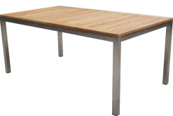Outlet Garten-Essgruppe, silber, 200/300 x 100 cm, Edelstahl/Teak, Ausziehtisch, 6 Stühle padded, 2 Klappstühle, FSC®-zertifiziertes Produkt Garten-Essgruppen|Edelstahl-Gartenmöbel