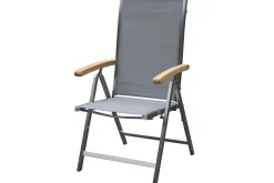 Outlet Garten-Essgruppe, silber, 200/300 x 100 cm, Edelstahl/Teak, Ausziehtisch, 6 Stühle padded, 2 Klappstühle, FSC®-zertifiziertes Produkt Garten-Essgruppen|Edelstahl-Gartenmöbel