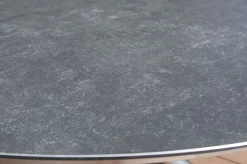 Outlet Garten-Essgruppe, silber/natur, Edelstahl/Glaskeramik/Teakholz, Tisch Ø150cm, 5 Stühle, FSC®-zertifiziertes Produkt Garten-Essgruppen