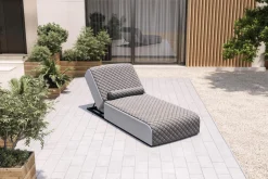 Outlet Gartenliege, hellgrau/dunkelgrau, Alu/Quick Dry Foam, inkl. Rückenkissen & verstellbarem Kopfteil Gartenliegen|Aluminium-Gartenmöbel