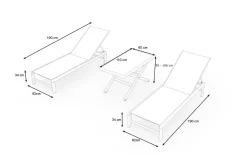 Clearance Gartenliegen-Set, anthrazit matt/schwarz, Alu/Textilene, 190 x 60 cm, inkl. höhenverstellbarer Kafeetisch , UV-beständig Gartenliegen|Aluminium-Gartenmöbel