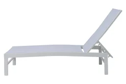 Outlet Gartenliegen-Set, creme/weiß, Aluminium, 190 x 60 cm, horizontal verstellbar, pulverbeschichtet Gartenliegen|Aluminium-Gartenmöbel
