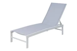 Outlet Gartenliegen-Set, creme/weiß, Aluminium, 190 x 60 cm, horizontal verstellbar, pulverbeschichtet Gartenliegen|Aluminium-Gartenmöbel