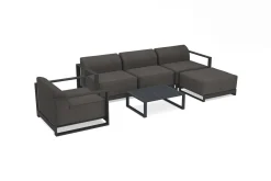 Clearance Gartenlounge, anthrazit, Aluminium/Polyester, für 5 Personen, mit Kissen Inklusive, stapelbar, UV-beständig Gartenlounge|Aluminium-Gartenmöbel