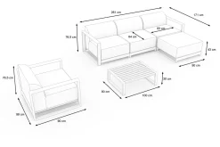 Clearance Gartenlounge, anthrazit, Aluminium/Polyester, für 5 Personen, mit Kissen Inklusive, stapelbar, UV-beständig Gartenlounge|Aluminium-Gartenmöbel
