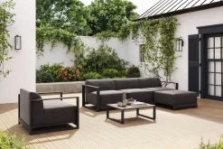 Clearance Gartenlounge, anthrazit, Aluminium/Polyester, für 5 Personen, mit Kissen Inklusive, stapelbar, UV-beständig Gartenlounge|Aluminium-Gartenmöbel