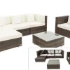 Sale Gartenlounge, braun marmoriert, Polyrattan, 5 Pers, wasserfeste Kissenbox, inkl. Beistelltisch Polyrattan-Gartenmöbel|Gartenlounge