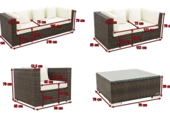 New Gartenlounge, braun marmoriert, Polyrattan, 9 Pers, wasserfeste Kissenbox Polyrattan-Gartenmöbel|Gartenlounge