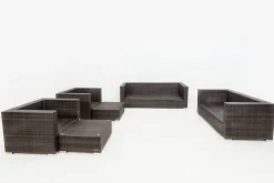 New Gartenlounge, braun marmoriert, Polyrattan, 9 Pers, wasserfeste Kissenbox Polyrattan-Gartenmöbel|Gartenlounge